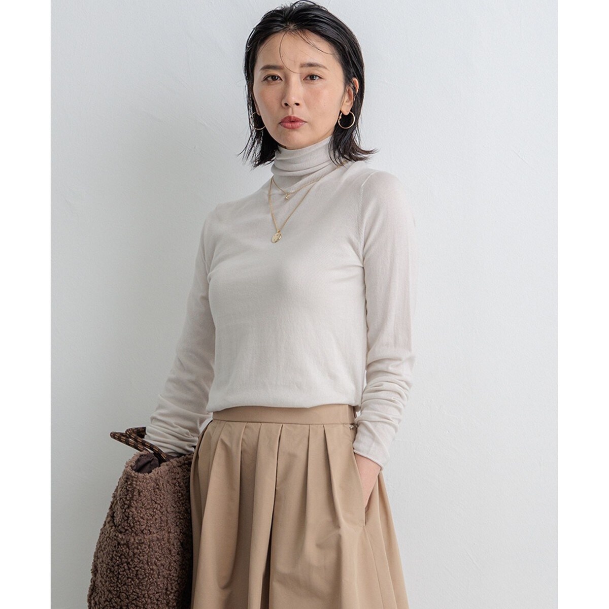 CLASSY掲載☆23区　今期新品タグ付き　コットンタートルネックニット CLASSY．掲載／洗える】スムージーコットン タートルネック