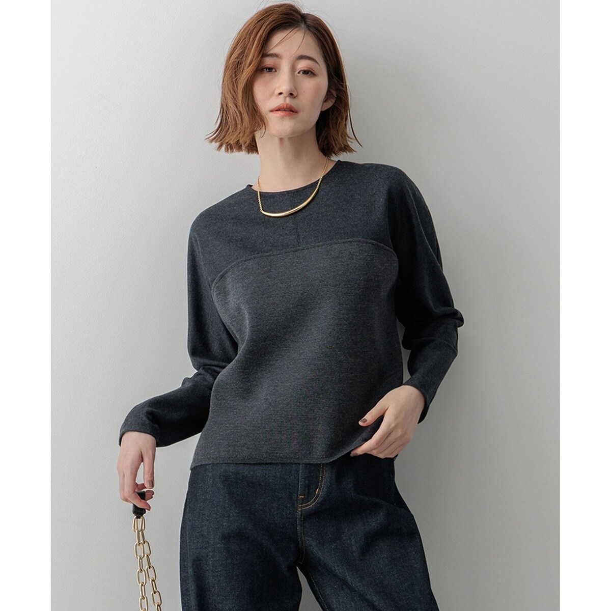 23区 ウールミルドジャージー ビスチェライクコンビ カットソー 24aw 23区｜【洗える】ウールミルドジャージー ビスチェライクコンビ