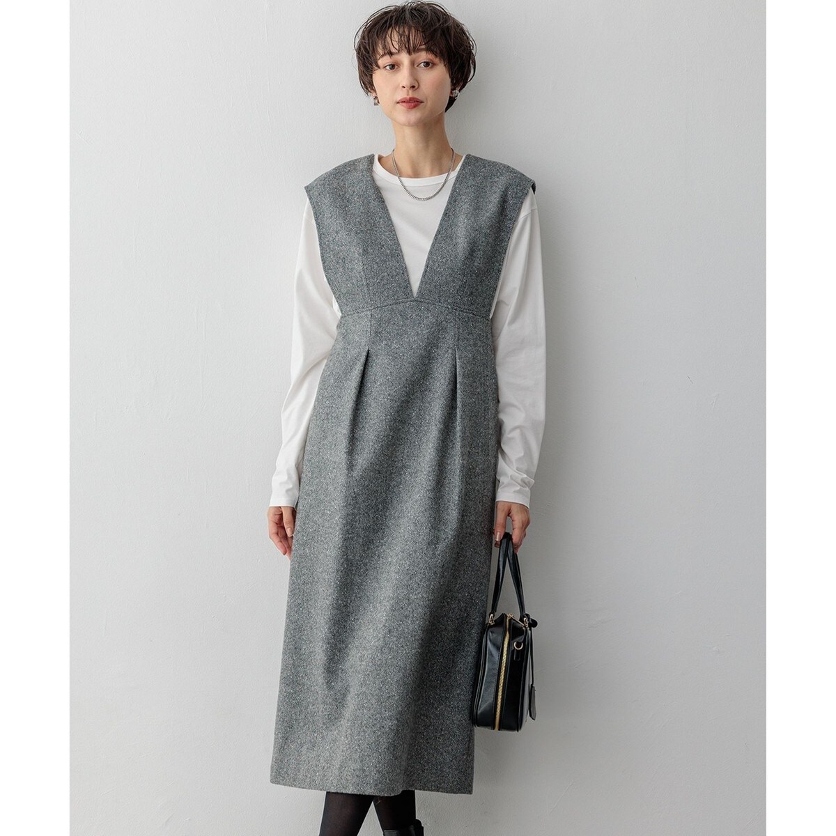 23区 エフォートレスダブルクロスバルーンスリーブワンピース大きい