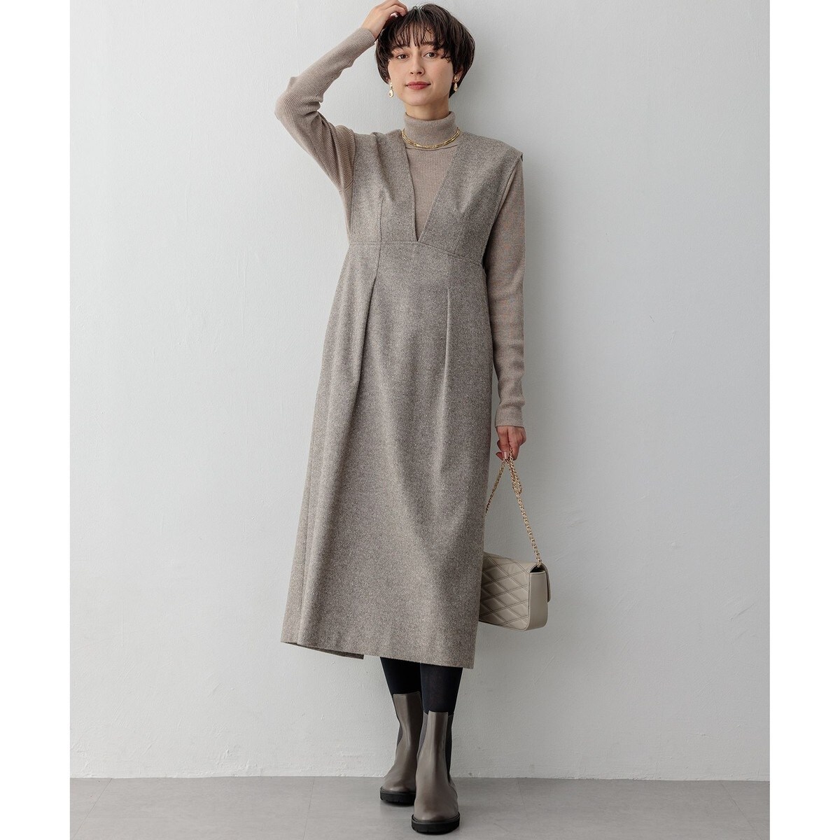 シルクネップヘリンボーン オールインワン ワンピース | 23区(23KU