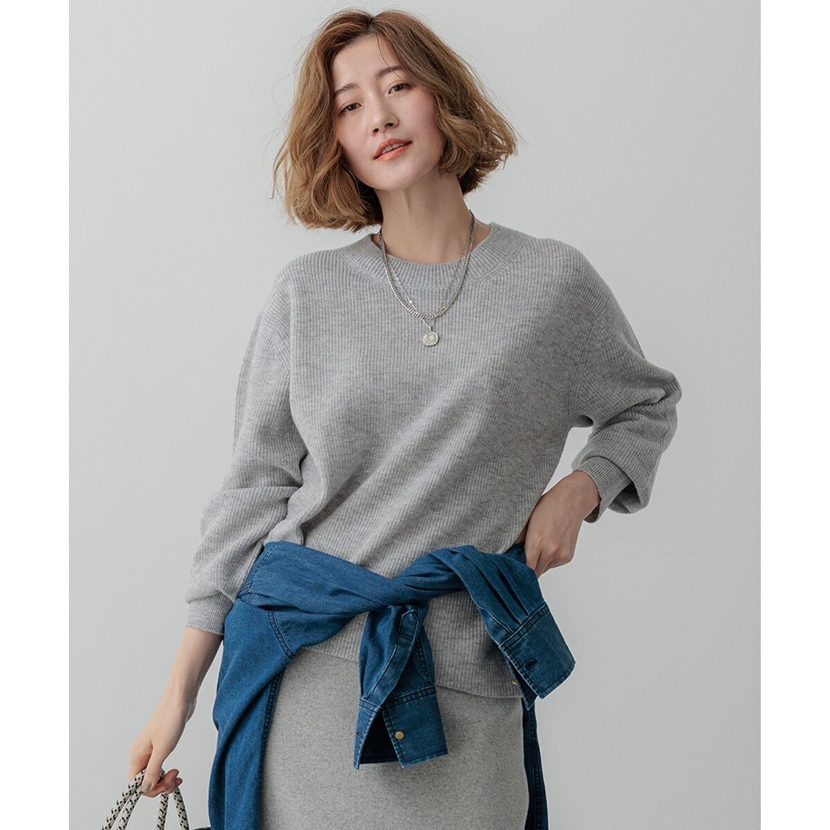 【Oggi1月号掲載/洗える】ウールカシミヤ カラーブロック ニット セール】【Oggi1月号掲載/洗える】ウールカシミヤ カラー