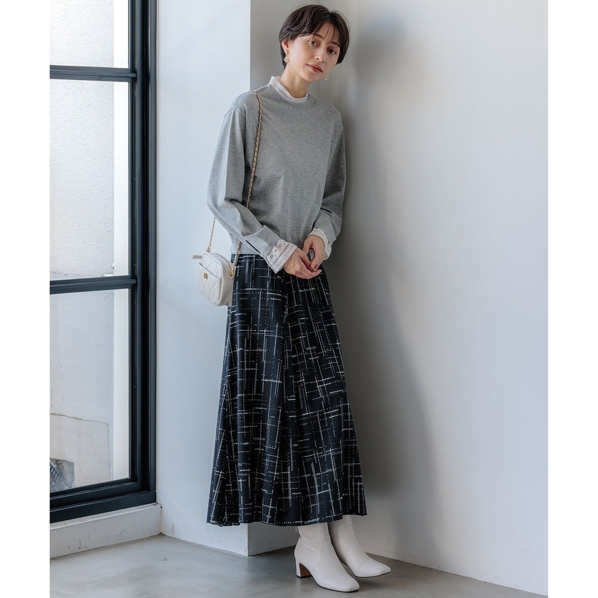 洗える】ヴィスコースストレッチ レースコンビ ニット | 23区(23KU