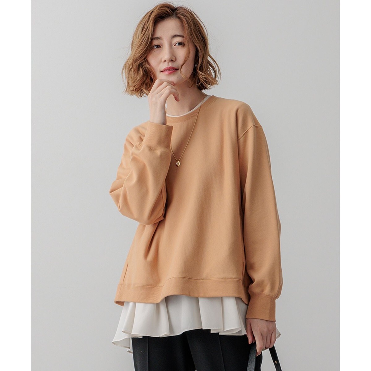 SLOW/一部店舗限定】ラメリブジャージー ロングTシャツ | 23区