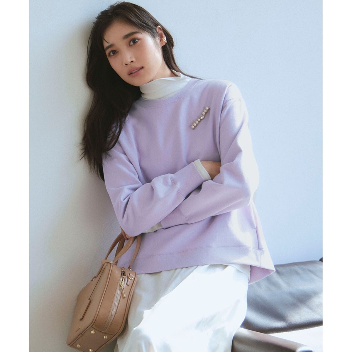 【SLOW/一部店舗限定】ラメリブジャージー ロングTシャツ 23区｜【SLOW/一部店舗限定】ラメリブジャージー ロングTシャツ