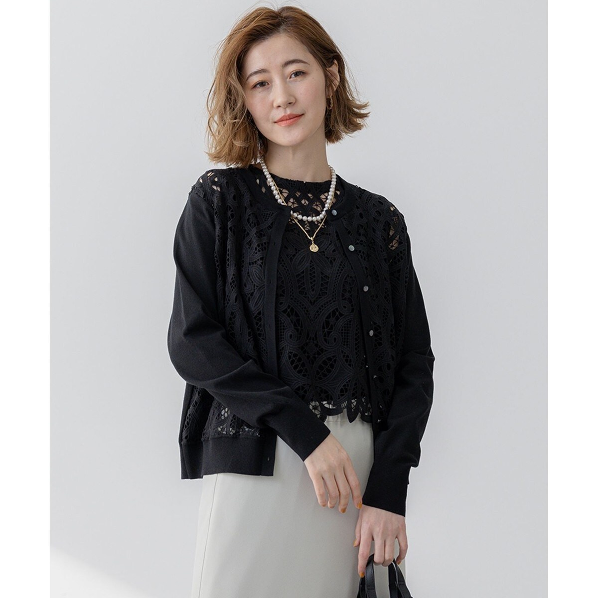 洗える】エンブロイダリーレース カーディガン | 23区(23KU) | マルイ