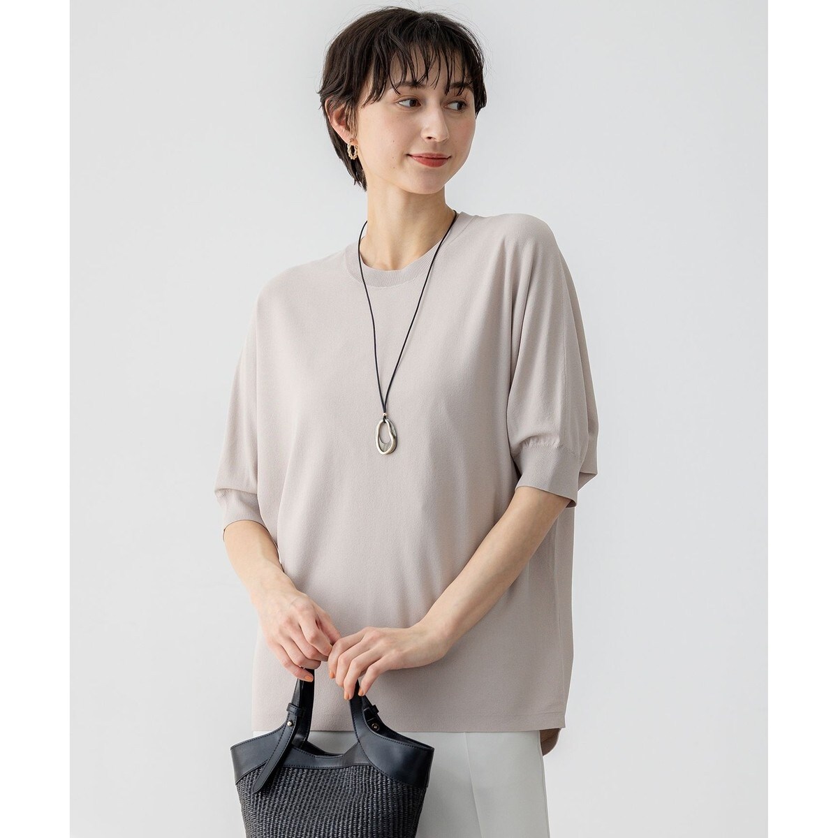 043*新品今季新作 23区レーヨンポリエステルストレッチ ドルマン ニット38 洗える】レーヨンポリエステルストレッチ ドルマン ニット | 23区(23KU