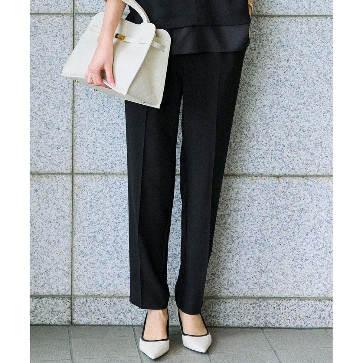 Oggi・CLASSY.掲載】ストレッチジョーゼット テーパード パンツ | 23区