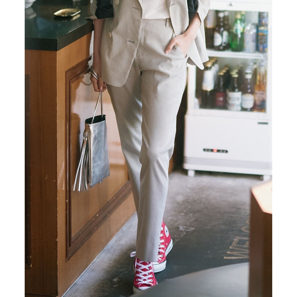 洗える】ストレッチ ツイルテーパードパンツ | ラ・クープ(LACOUPE