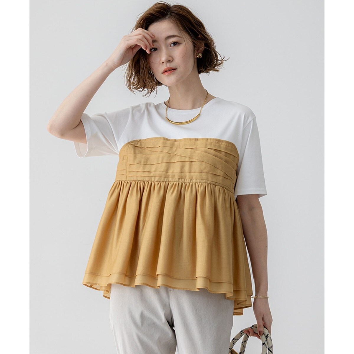 23区新品未使用【杏さん着用】オーガンジービスチェコンビ カットソー　サイズ38 23区 tシャツ 「杏さん着用/WEB＆一部店舗限定カラーあり