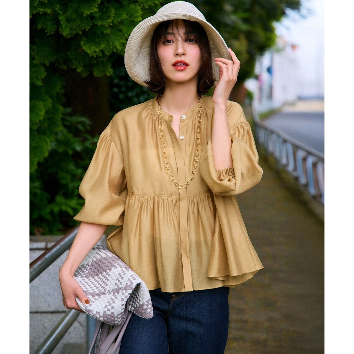 美品 23区 洗える シルク コットン ストライプ シャツ ブラウス 洗える】シルクコットン ストライプ ブラウス | 23区(23KU
