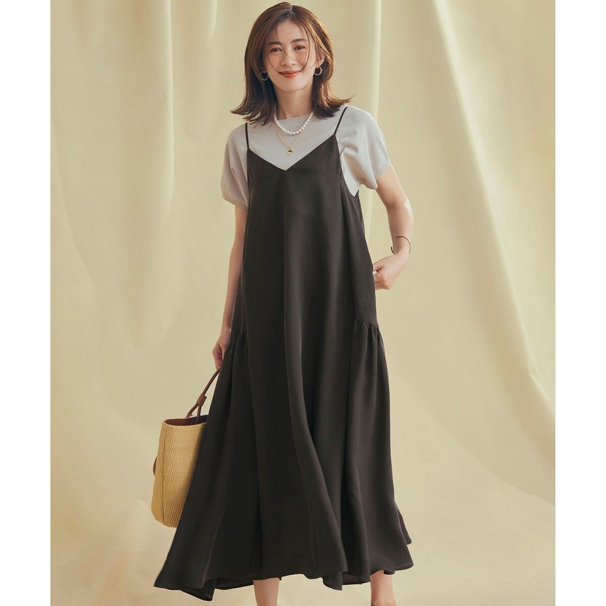 洗える】ペルーコットン カットソー ワンピース | 23区(23KU 洗える】ペルーコットン カットソー ワンピース | 23区(23KU