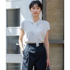 【洗える】レーヨンポリエステルストレッチ ボウタイ ニット