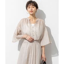 【洗える】ソフトシアーフィルム ギャザー ブラウス
