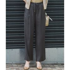 【撥水加工/洗える】スムースサテン タック ワイド パンツ