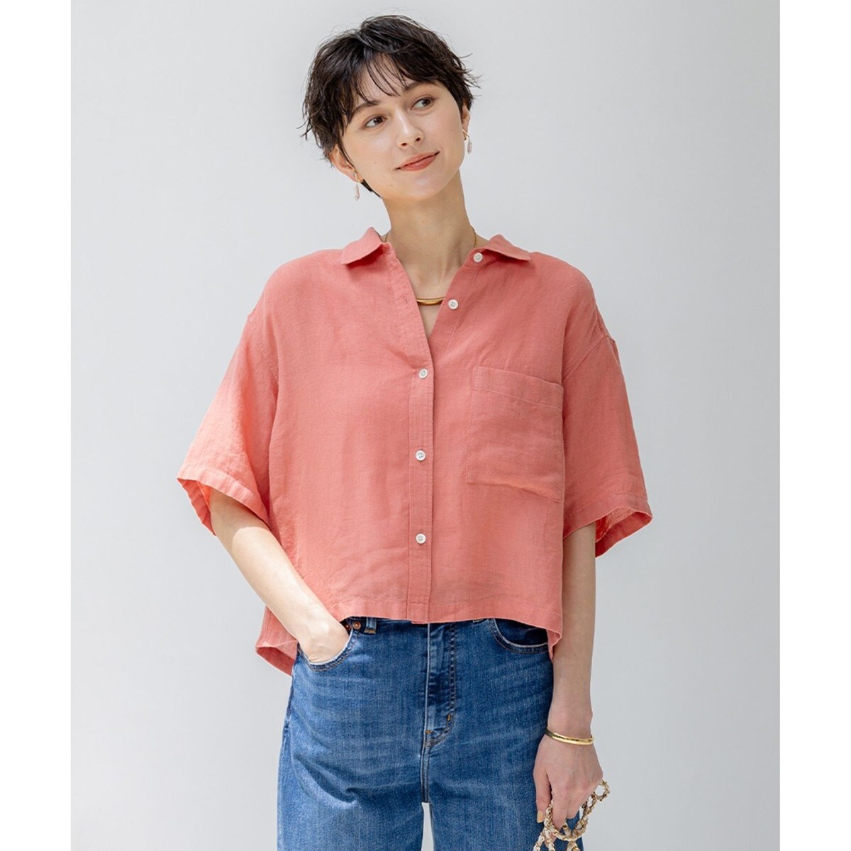 洗える】LIBECOリネン タック デザイン シャツ | 23区(23KU
