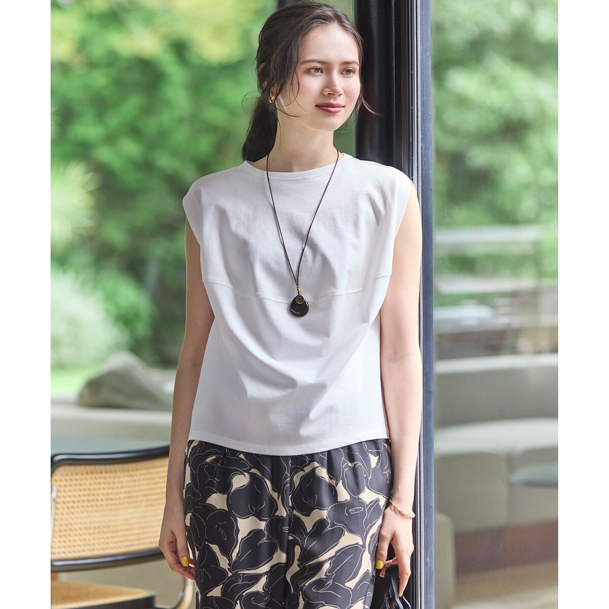 tシャツ 「SLOW/一部店舗限定」ラメリブジャージー ロングTシャツ レディース 23区｜【SLOW/一部店舗限定】ラメリブジャージー ロングTシャツ