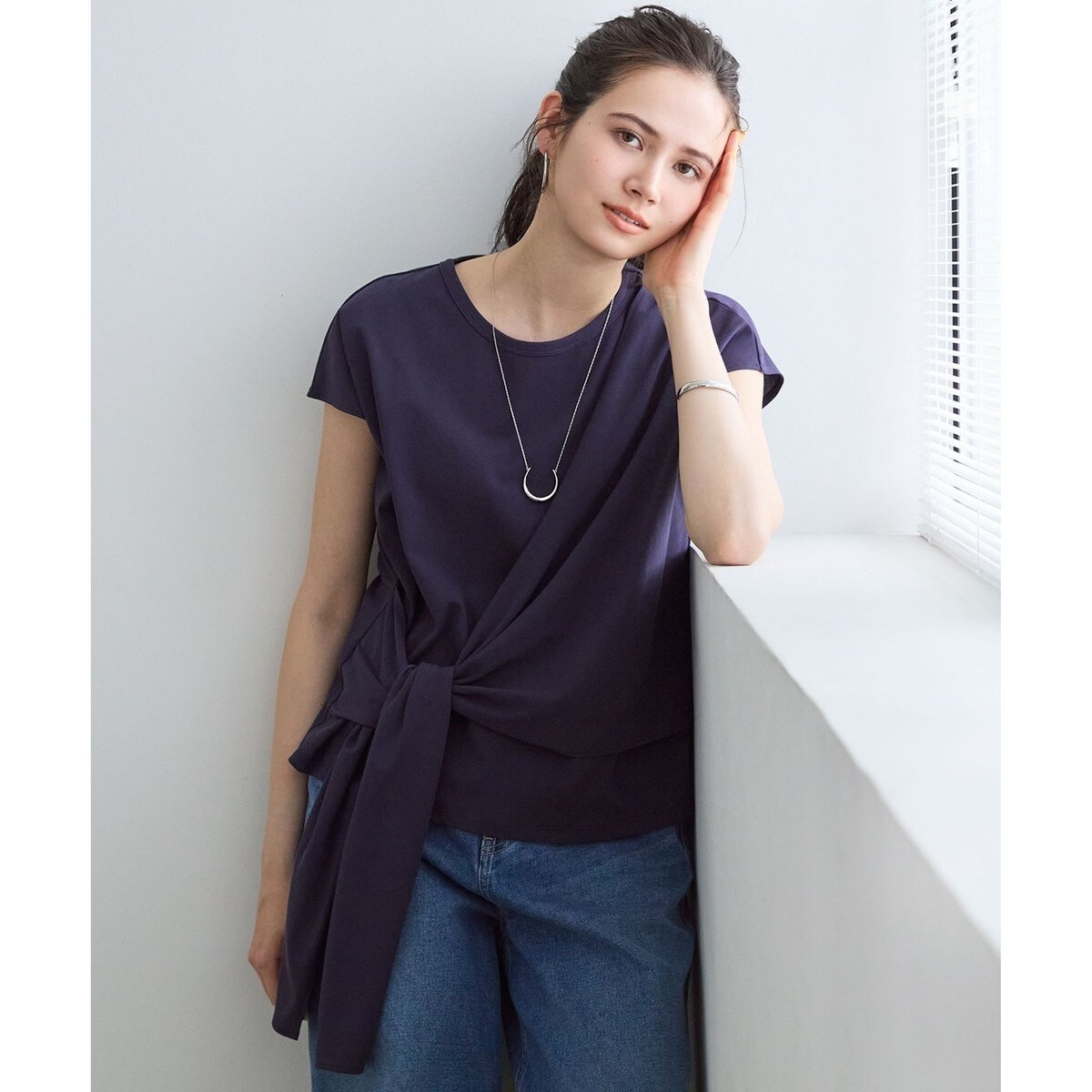 SLOW/一部店舗限定】ライトツイストコットン 切り替えデザイン T