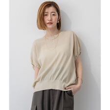 【洗える】クリスピーシアールレックス ギャザースリーブ ラメ ニット