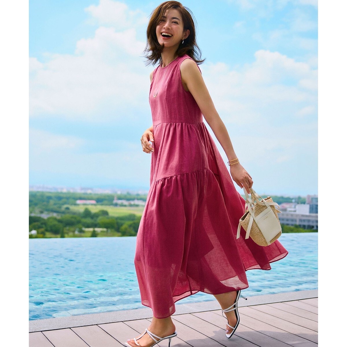 【新品】ノースリーブ ワンピース 一部店舗限定/接触冷感/洗える】ラミータンブラー ノースリーブ