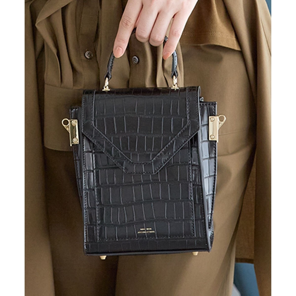 【LORISTELLA/ロリステッラ】雑材コンビミニバッグ ブラック LORISTELLA/ロリステッラ】雑材コンビミニバッグmade in italy