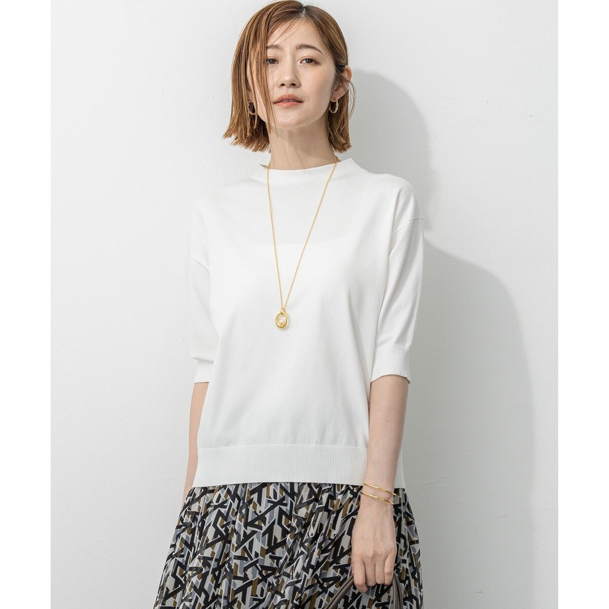 23区ウールカシミヤブレンドバルキーモックネックニット 23区☆ウールカシミヤブレンドバルキー モックネック ニット ピンク
