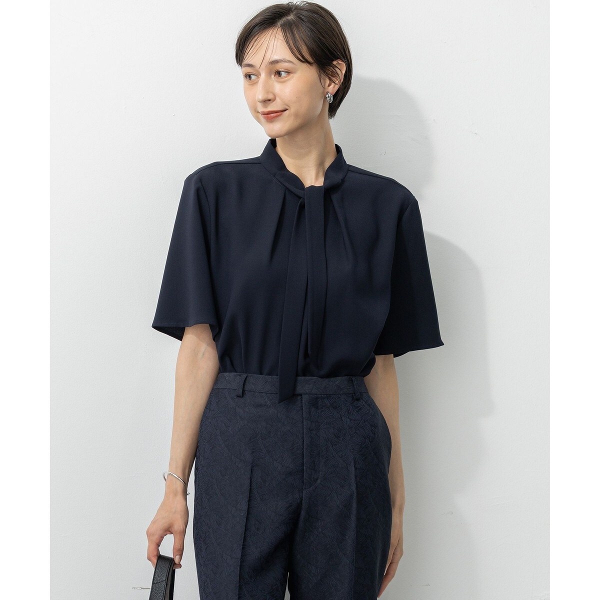 tシャツ 「吸水速乾」プレーティングジャージー フリル衿 カットソー レディース 吸水速乾】プレーティングジャージー フリル衿 カットソー（T