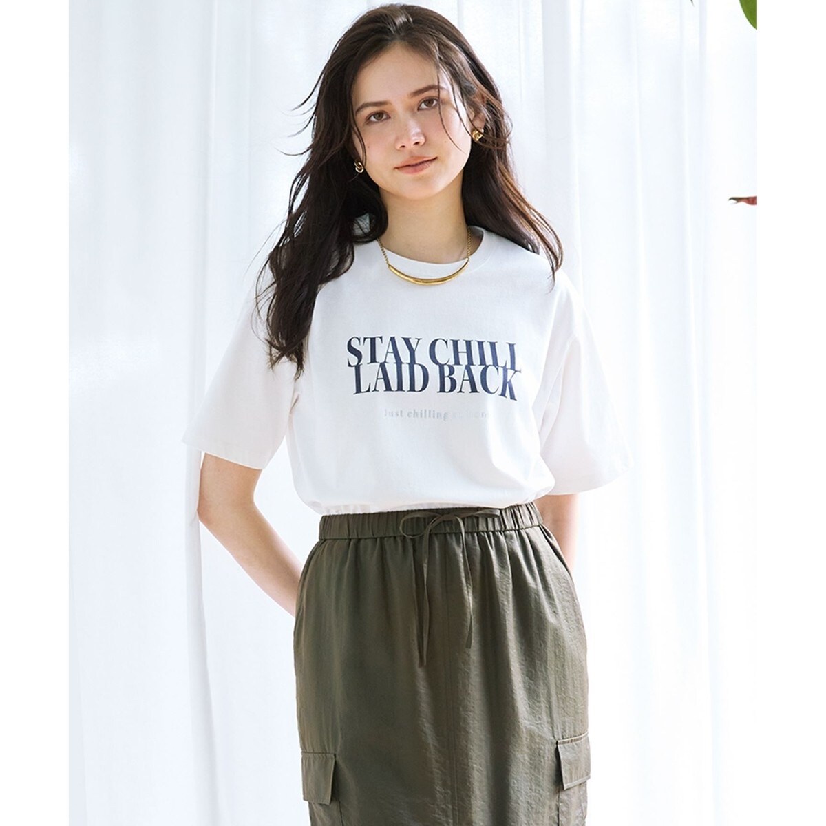 tシャツ 「SLOW/一部店舗限定」ラメリブジャージー ロングTシャツ レディース 23区｜【SLOW/一部店舗限定】ラメリブジャージー ロングTシャツ
