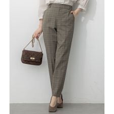 【洗える】ドライ2WAYストレッチ チェック テーパード パンツ