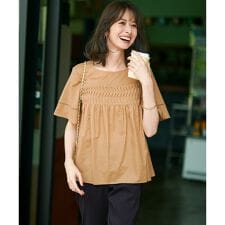 【WEB&一部店舗限定】コットンローン ピンタック フレア ブラウス