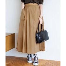 【洗える】ナイロンコットンポプリン タック スカート