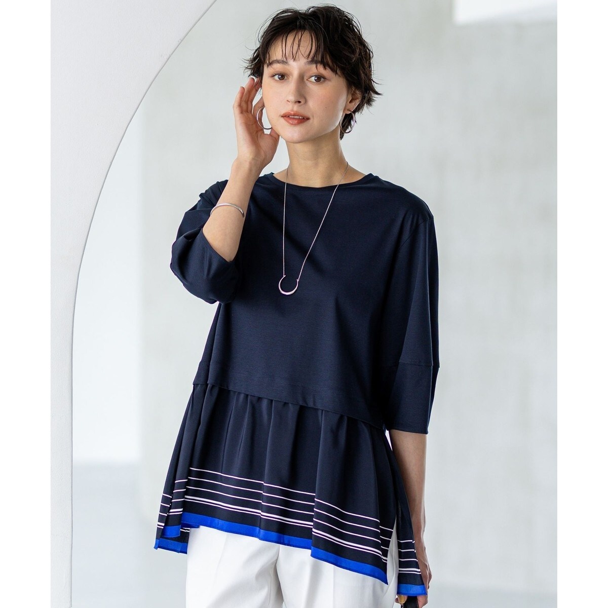 ムラ染めシアーチュールインナー ラシュッド LASUD ムラ染めシアーチュールインナー （ネイビー