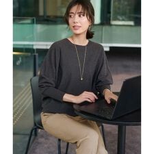 【洗える/吊り干しOK】ヴィスコースストレッチ ドルマンスリーブ ニット