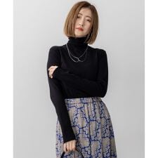 【洗える】スムージーコットン タートルネック ニット
