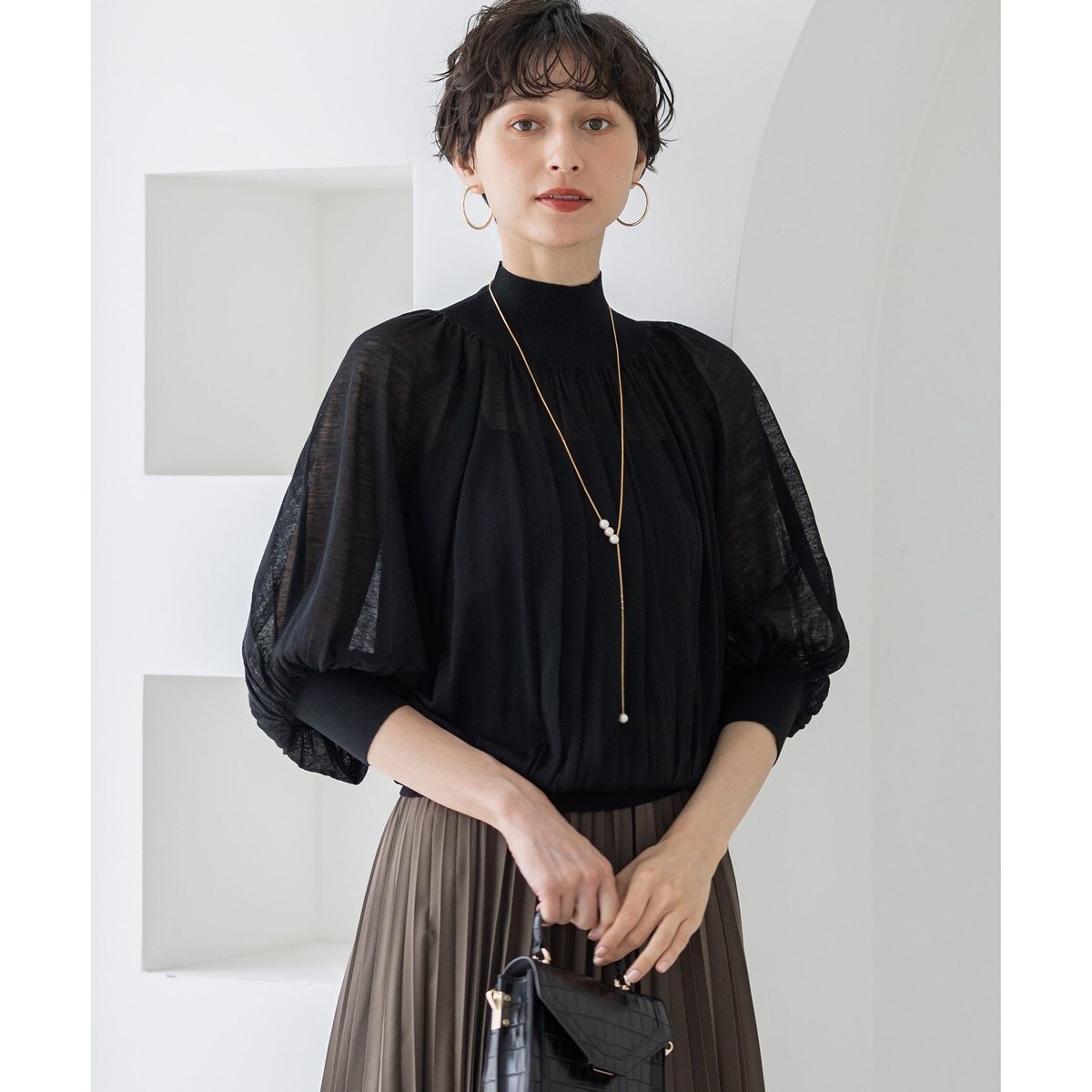 23区【CLASSY.1月号掲載】ウールカシミヤブレンド スタンドネック ニット 23区 【好評につき新色追加/CLASSY.1月号掲載】ウールカシミヤ