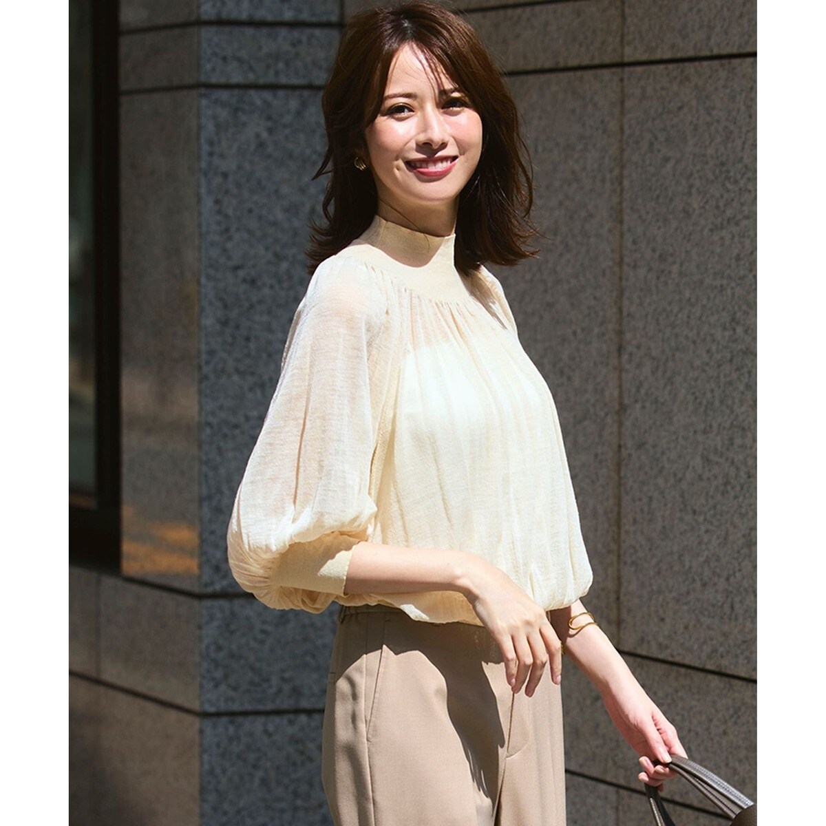 洗える】コンパクトコットンポリエステル ケーブル編み ニット