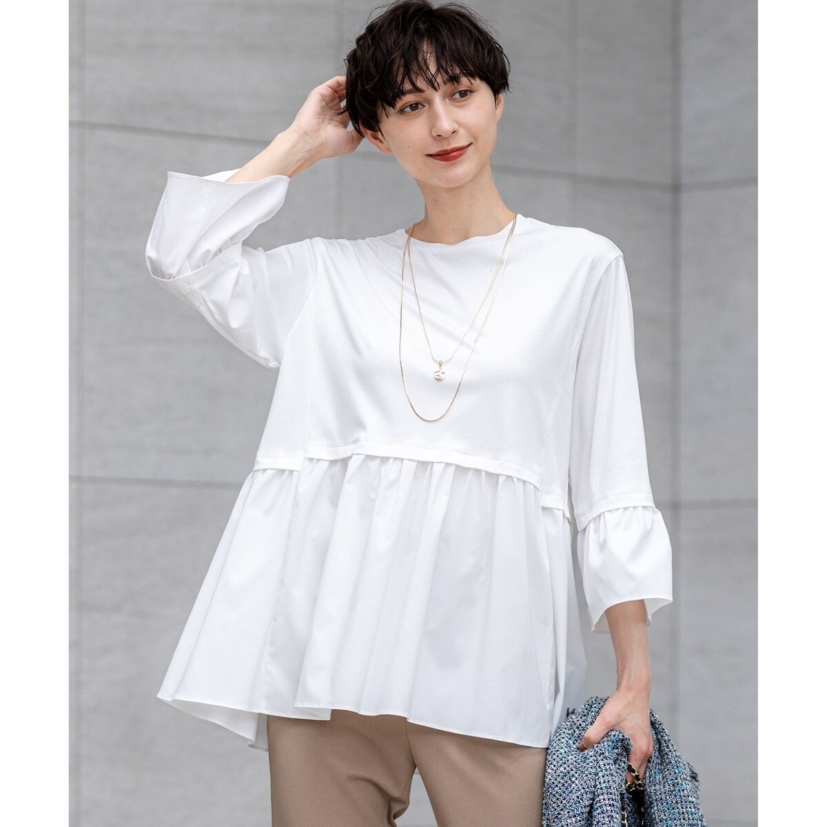 【新品未使用】タグ付23区 Wフェイス ジャージー バックタック プルオーバー WEB限定】Wフェイスジャージー バックタック プルオーバー | 23