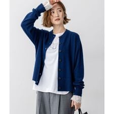 【見上愛さん着用/洗える】ピュアカシミヤ クルーネック カーディガン