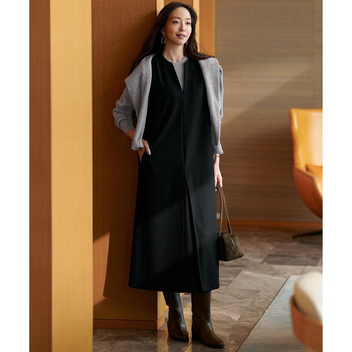 ウールミルドジャージー ボックスタック ジャンパースカート | 23区