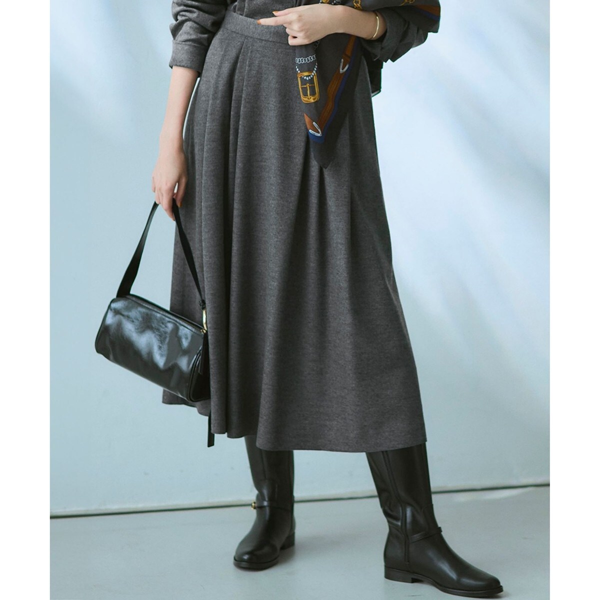 23区ツイードラップ風スカート　サイズ48 セール】 チェックツイード ラップ風 スカート （ミニ・ひざ丈