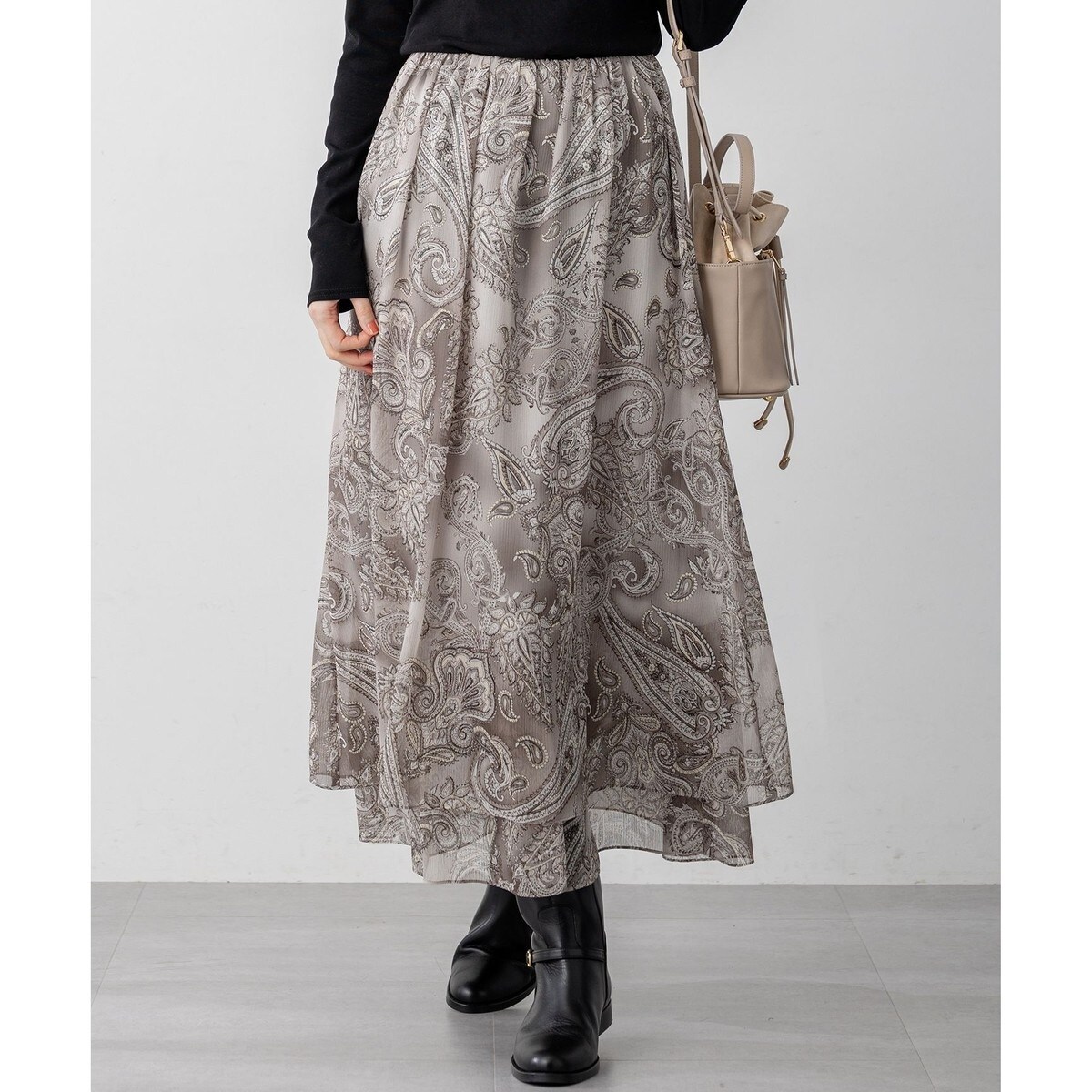 洗える】ARGENTIコラージュプリント ティアードスカート | 23区(23KU