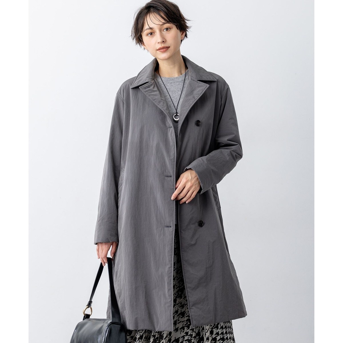 23区　洗える/撥水加工　中綿 ロング パディング アウター　グレー系　新品 23区 【洗える/撥水加工】中綿 ロング パディング アウター （グレー系