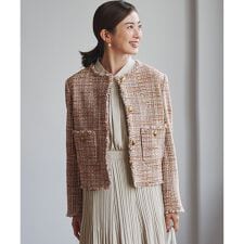 GIOLICAツイード ノーカラー ボタン ジャケット