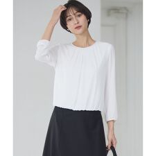 【洗える】シルキーデシン ボールチェーン バルーン ブラウス