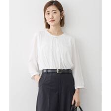【洗える】シルキーデシン バーアクセント ブラウス