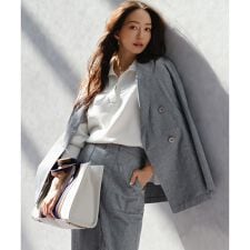 スラブツイルストレッチ オーバーサイズ ダブルジャケット