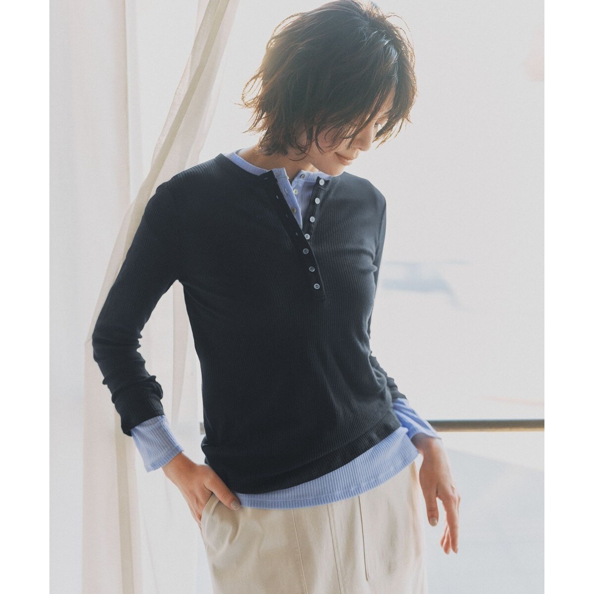 見上愛さん着用】シアーリブ レイヤード ロンTEE | 23区(23KU