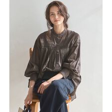 【SLOW/一部店舗限定】コットンボイル ギャザー ブラウス