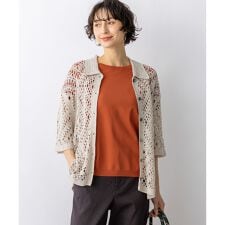 エンブロイダリーレース ポロ ニット