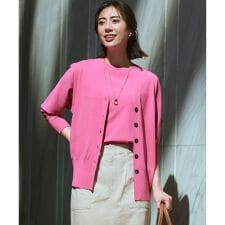 レーヨンポリエステルストレッチ Vネック カーディガン