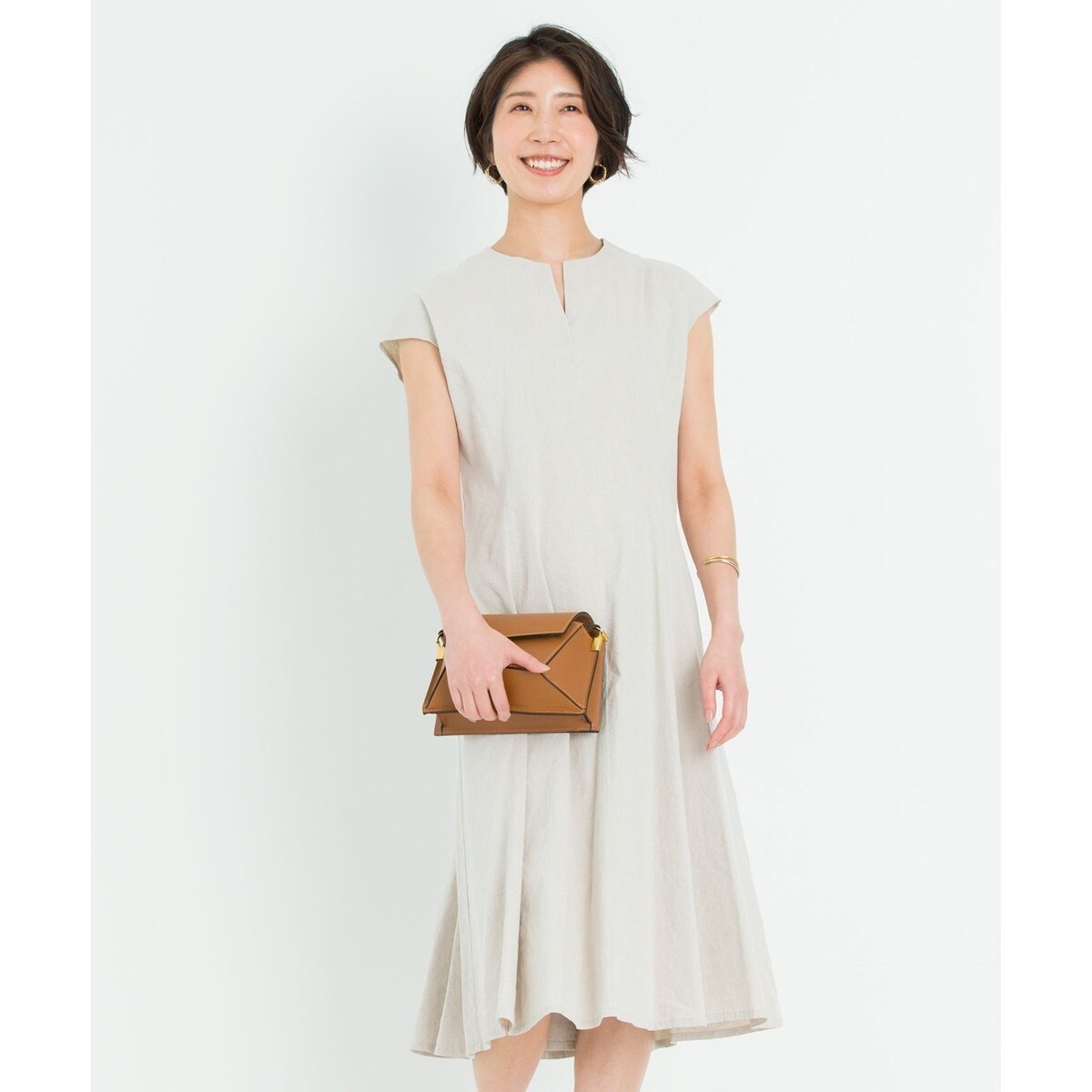 【美品】23区 洗える リネン ヴィスコース ストレッチ ワンピース 麻 完売品 洗える】リネンヴィスコースストレッチ ワンピース | 23区(23KU